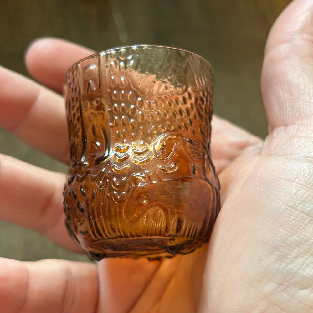 Nuutajärvi‎ Arabia Finland Oiva Toikka Fauna Amber Glass Decanter 5 Shot Glasses